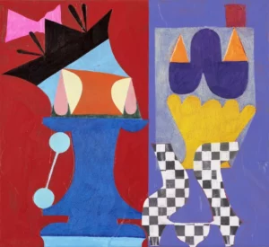 maja behrmann untitled wond 2022. lacquer collage crayon on canvas 35 x 39cm. 1024x940